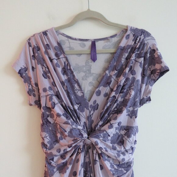 SERAPHINE Lavender Blossom Knot Front Maternity Dress Floral Stretch Size US 6 - Picture 3 of 13